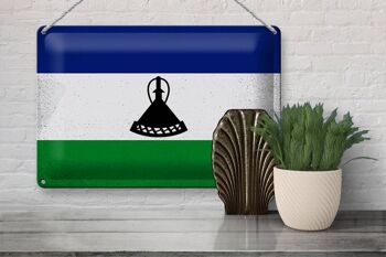 Drapeau en étain du Lesotho, 30x20cm, drapeau du Lesotho, Vintage 3