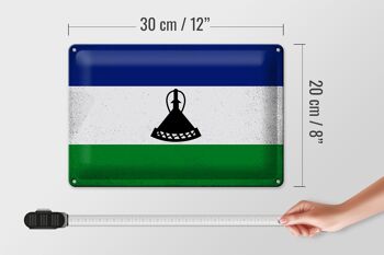 Drapeau en étain du Lesotho, 30x20cm, drapeau du Lesotho, Vintage 4