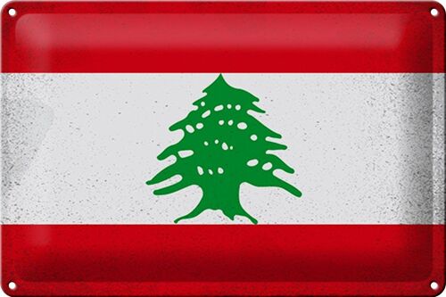 Blechschild Flagge Libanon 30x20cm Flag of Lebanon Vintage
