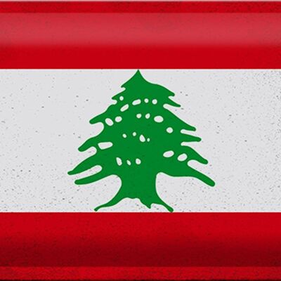 Targa in metallo Bandiera Libano 30x20 cm Bandiera del Libano Vintage