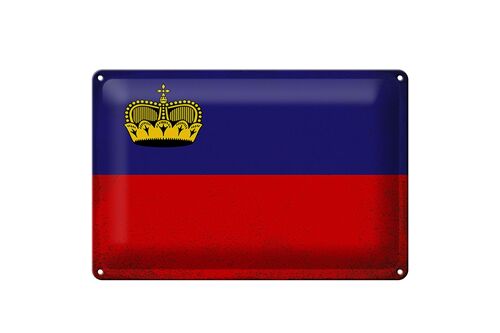 Blechschild Flagge Liechtenstein 30x20cm Flag Vintage