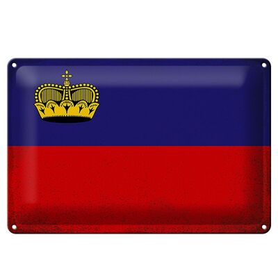 Cartel de chapa Bandera de Liechtenstein 30x20cm Bandera Vintage