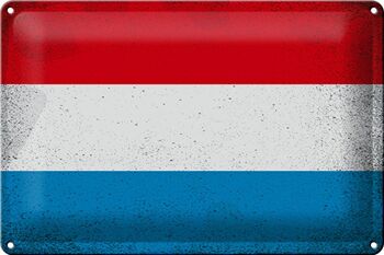 Signe en étain drapeau Luxembourg 30x20cm Luxembourg Vintage 1