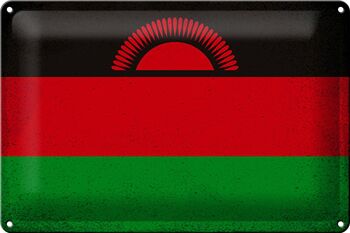 Drapeau en étain du Malawi, 30x20cm, drapeau du Malawi, Vintage 1