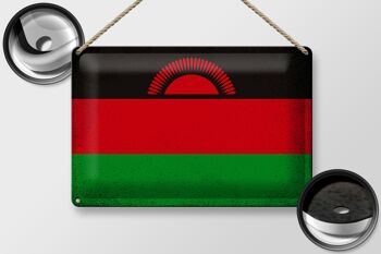 Drapeau en étain du Malawi, 30x20cm, drapeau du Malawi, Vintage 2