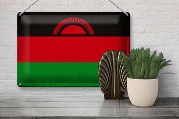 Drapeau en étain du Malawi, 30x20cm, drapeau du Malawi, Vintage 3