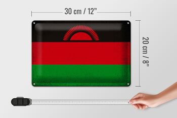 Drapeau en étain du Malawi, 30x20cm, drapeau du Malawi, Vintage 4