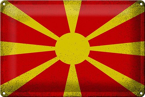 Blechschild Flagge Mazedonien 30x20cm Macedonia Vintage