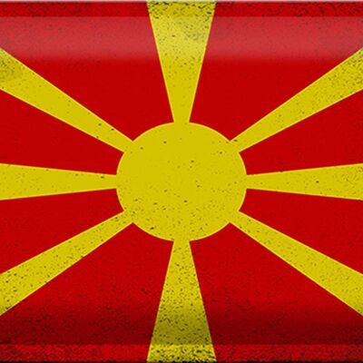 Signe en étain drapeau Macédoine 30x20cm Macédoine Vintage