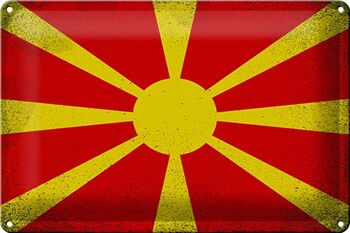 Signe en étain drapeau Macédoine 30x20cm Macédoine Vintage 1