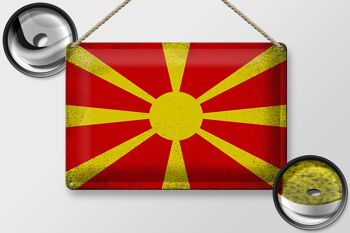 Signe en étain drapeau Macédoine 30x20cm Macédoine Vintage 2