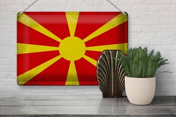 Signe en étain drapeau Macédoine 30x20cm Macédoine Vintage 3