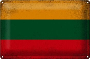 Signe en étain drapeau lituanie 30x20cm drapeau lituanie Vintage 1