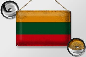 Signe en étain drapeau lituanie 30x20cm drapeau lituanie Vintage 2