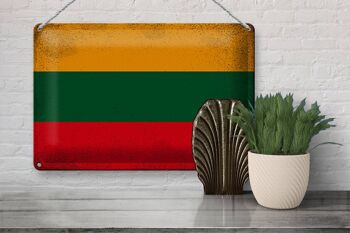 Signe en étain drapeau lituanie 30x20cm drapeau lituanie Vintage 3