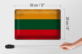 Signe en étain drapeau lituanie 30x20cm drapeau lituanie Vintage 4