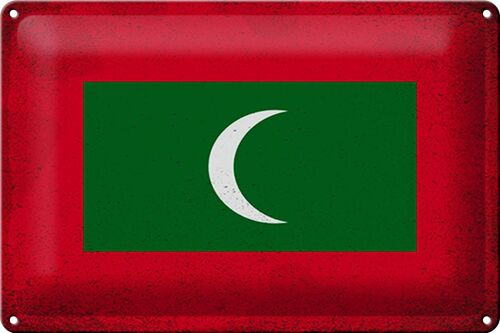 Blechschild Flagge Malediven 30x20cm Flag Maldives Vintage