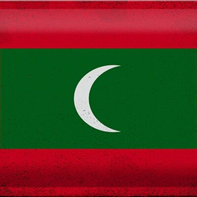 Blechschild Flagge Malediven 30x20cm Flag Maldives Vintage