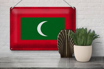 Drapeau en étain des Maldives, 30x20cm, drapeau des Maldives Vintage 3