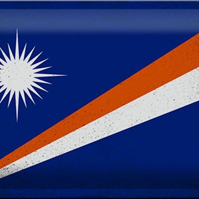 Cartel de chapa con bandera de las Islas Marshall, bandera Vintage de 30x20cm