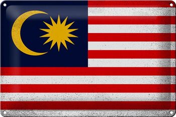 Signe en étain drapeau malaisie 30x20cm drapeau malaisie Vintage 1