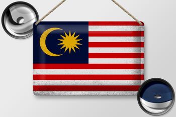 Signe en étain drapeau malaisie 30x20cm drapeau malaisie Vintage 2