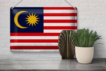 Signe en étain drapeau malaisie 30x20cm drapeau malaisie Vintage 3