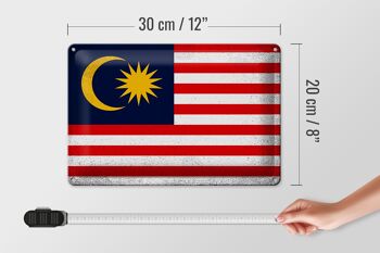 Signe en étain drapeau malaisie 30x20cm drapeau malaisie Vintage 4
