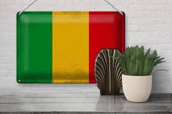 Signe en étain drapeau Mali 30x20cm drapeau du Mali Vintage 3