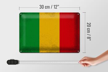 Signe en étain drapeau Mali 30x20cm drapeau du Mali Vintage 4