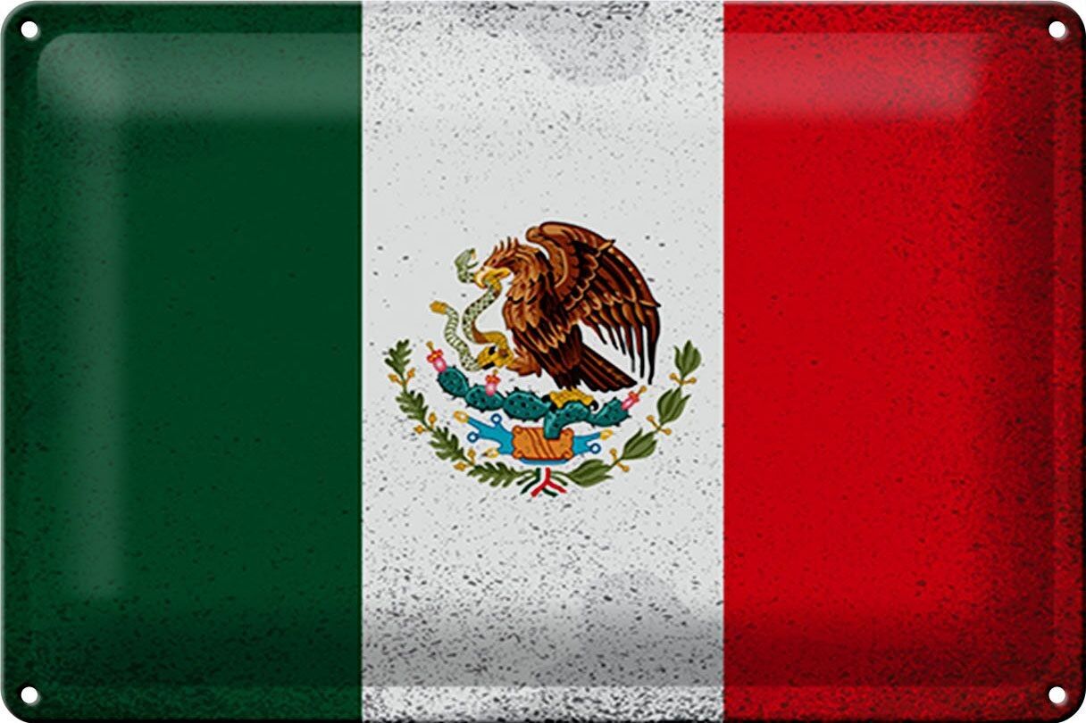 Blechschild Flagge Mexiko 30x20cm Flag of Mexico Vintage