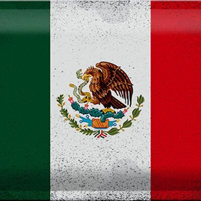 Targa in metallo Bandiera Messico 30x20 cm Bandiera del Messico vintage