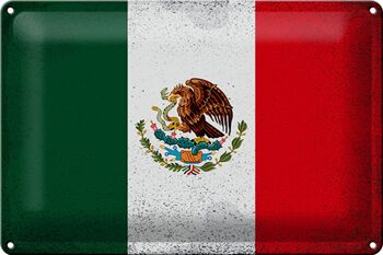 Signe en étain drapeau du mexique 30x20cm, drapeau du mexique Vintage 1