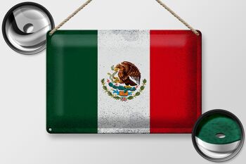 Signe en étain drapeau du mexique 30x20cm, drapeau du mexique Vintage 2
