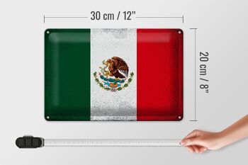 Signe en étain drapeau du mexique 30x20cm, drapeau du mexique Vintage 4