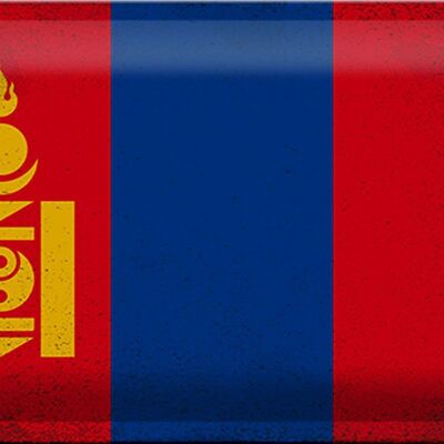 Cartel de chapa Bandera de Mongolia 30x20cm Bandera de Mongolia Vintage
