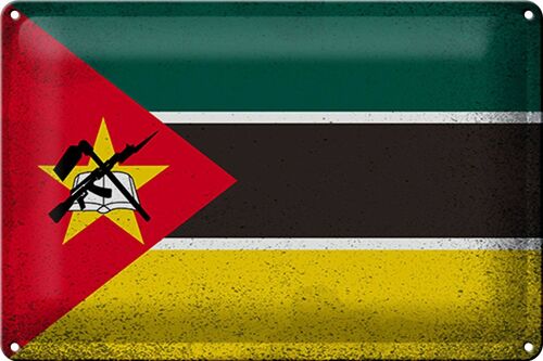 Blechschild Flagge Mosambik 30x20cm Flag Mozambique Vintage
