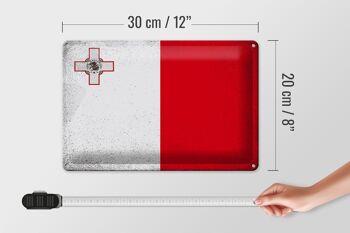 Signe en étain drapeau de Malte 30x20cm drapeau de Malte Vintage 4