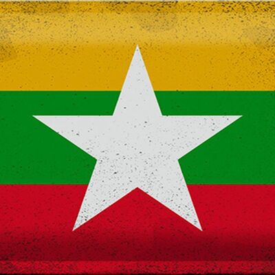 Blechschild Flagge Myanmar 30x20cm Flag of Myanmar Vintage