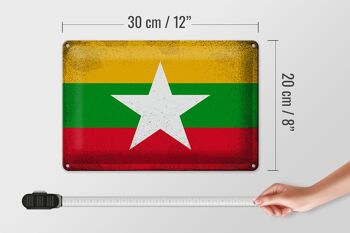 Drapeau en étain du Myanmar, 30x20cm, drapeau du Myanmar, Vintage 4
