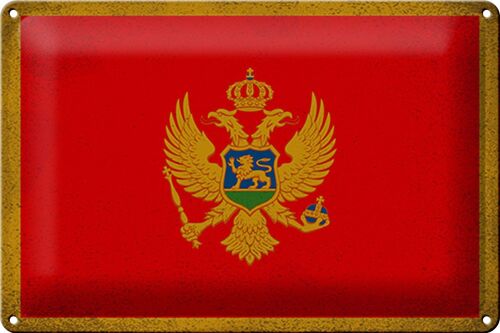 Blechschild Flagge Montenegro 30x20cm Flag Vintage