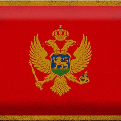 Cartel de chapa Bandera de Montenegro 30x20cm Bandera Vintage