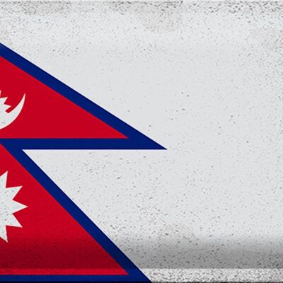 Blechschild Flagge Nepal 30x20cm Flag of Nepal Vintage