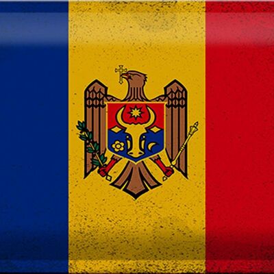 Blechschild Flagge Moldau 30x20cm Flag of Moldova Vintage