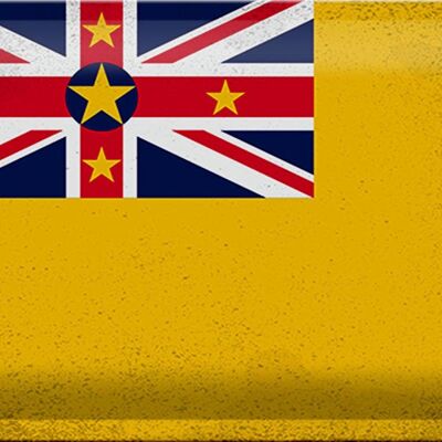 Targa in metallo Bandiera Niue 30x20 cm Bandiera di Niue Vintage