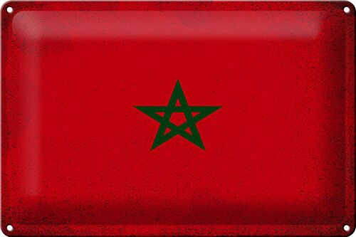 Blechschild Flagge Marokko 30x20cm Flag of Morocco Vintage