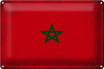 Panneau métallique drapeau maroc 30x20cm, drapeau du maroc Vintage 1