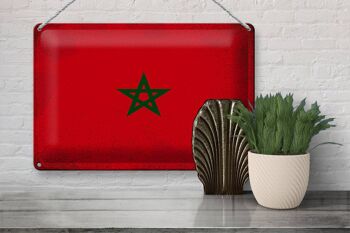 Panneau métallique drapeau maroc 30x20cm, drapeau du maroc Vintage 3