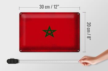 Panneau métallique drapeau maroc 30x20cm, drapeau du maroc Vintage 4
