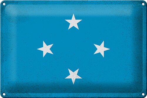 Blechschild Flagge Mikronesien 30x20cm Micronesia Vintage